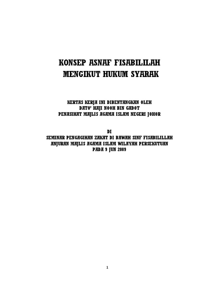 Konsep Asnaf Fisabililah Mengikut Hukum Syarak Pdf