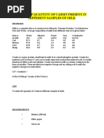 Study of Quantity of Caesin Present in Different Samples of Milk