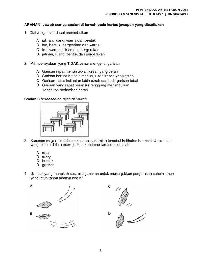 Soalan Pendidikan Seni Visual Tingkatan 2 Kertas 1 Pdf