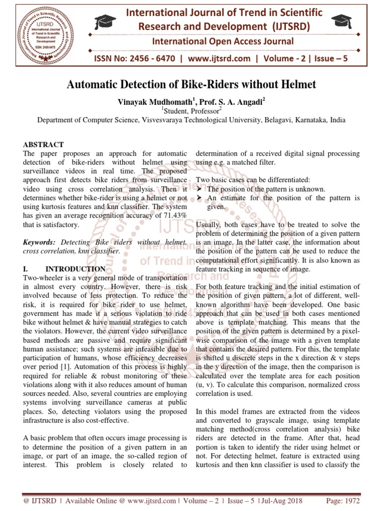 Automatic Detection of Bike-Riders Without Helmet | PDF | Surveillance ...
