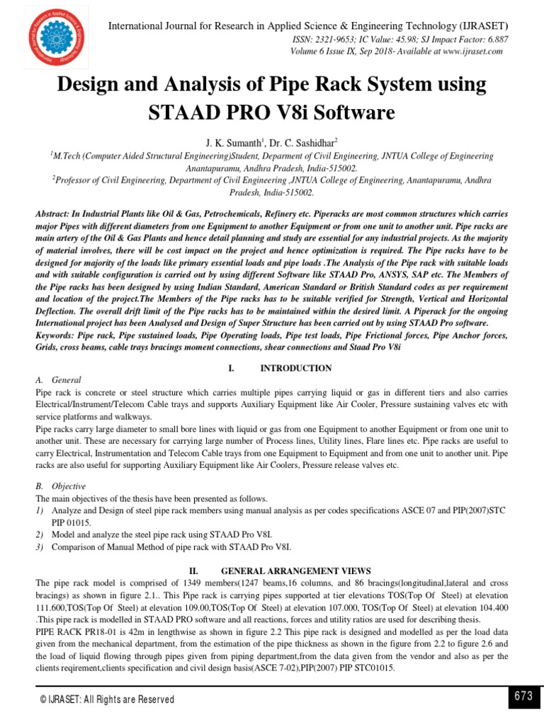 Design and Analysis of Pipe Rack System Using STAAD PRO V8i Software