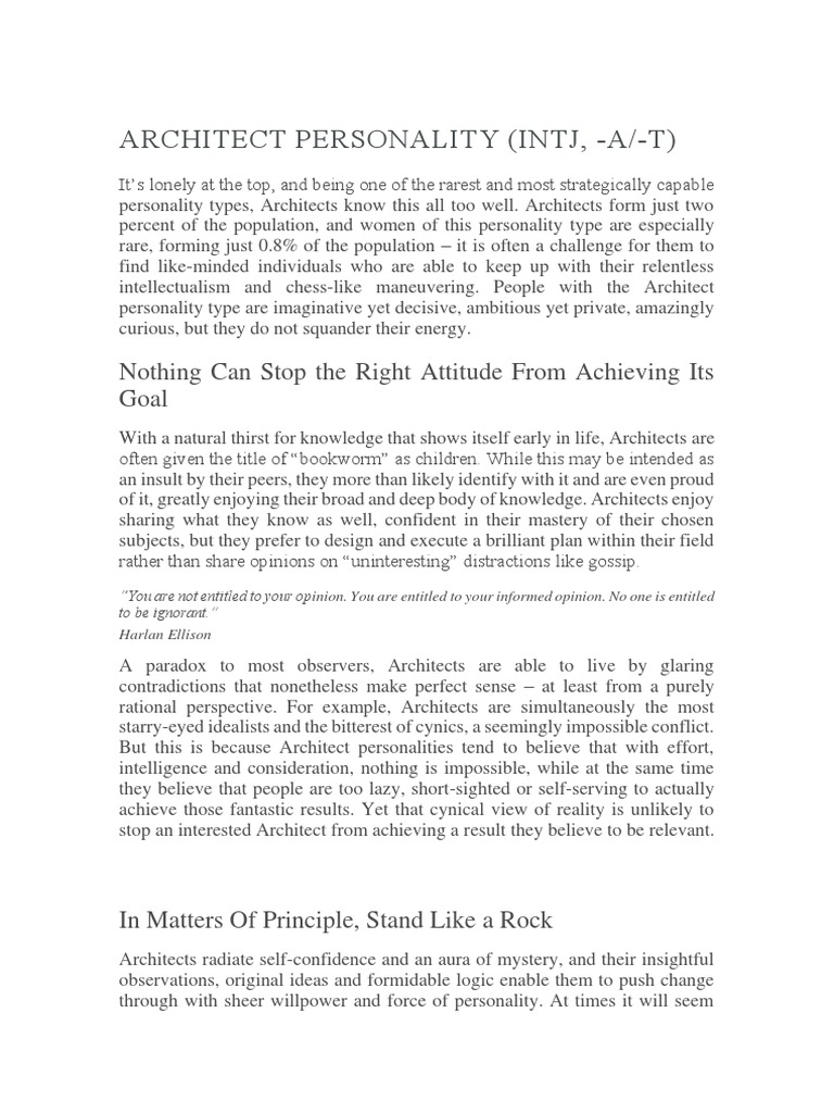 Architect Personality (Intj, A/T) Nothing Can Stop The Right