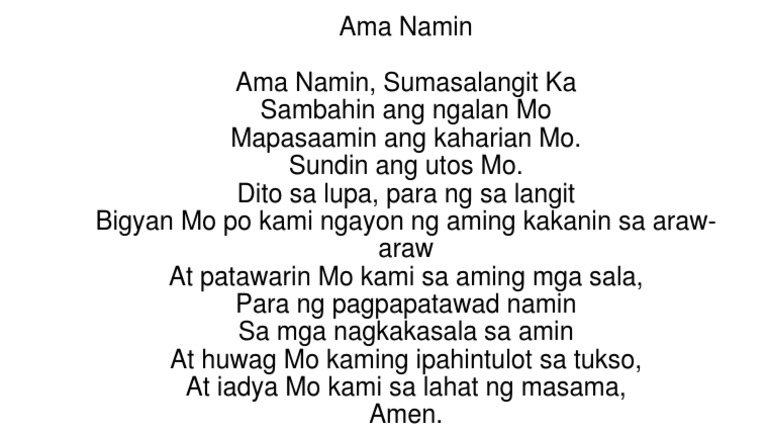 Ama Namin In Different Filipino Dialects