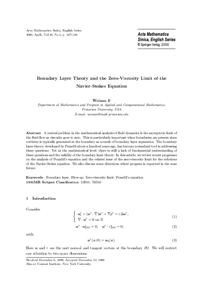 Fluid Dynamics & Boundary Layers | PDF | Boundary Layer | Navier–Stokes ...