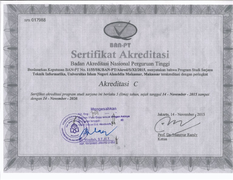 Akreditasi Jurusan Teknik Informatika
