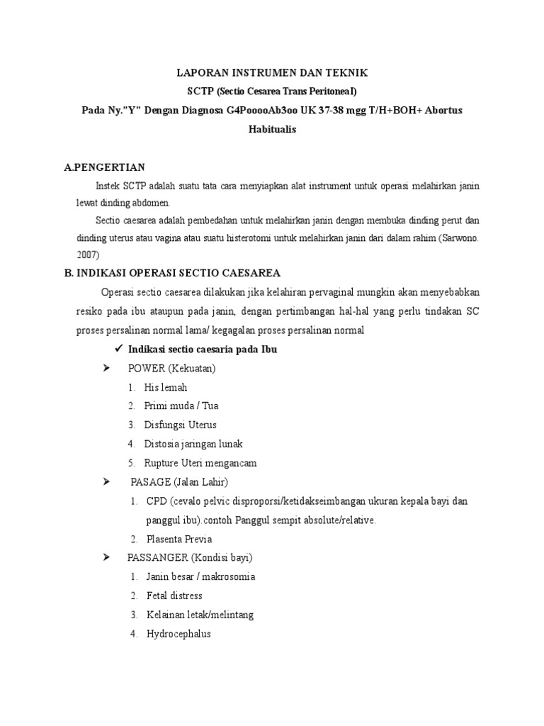 Prosedur SCTP dalam Operasi Caesar | PDF | Pengembangan Diri ...