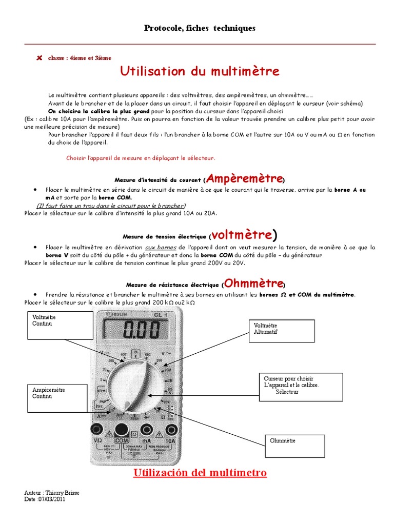 Utiliser Un Multimètre, PDF, Électrotechnique