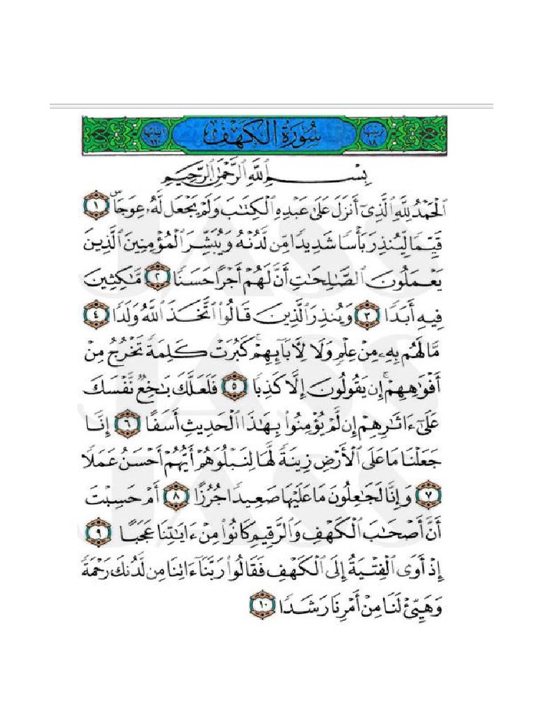 Surah Al Kahfi 1 10 100 110
