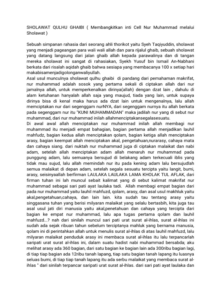 Sholawat Qulhu Ghaibi Pdf