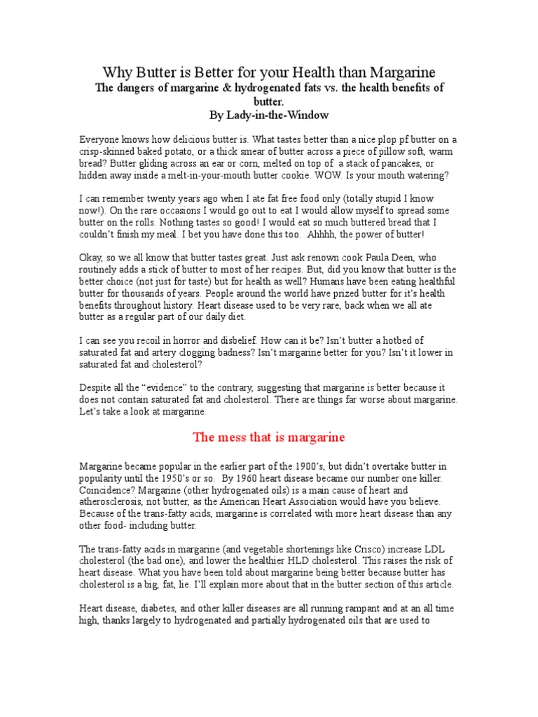 The Dangers of Margarine & Hydrogenated Fats vs. The Health Benefits of