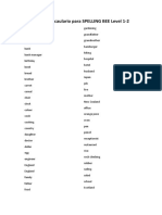 Lista de Vocaulario para SPELLING BEE Level 1-2