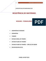 Resistência de materiais - Fórmulas essenciais