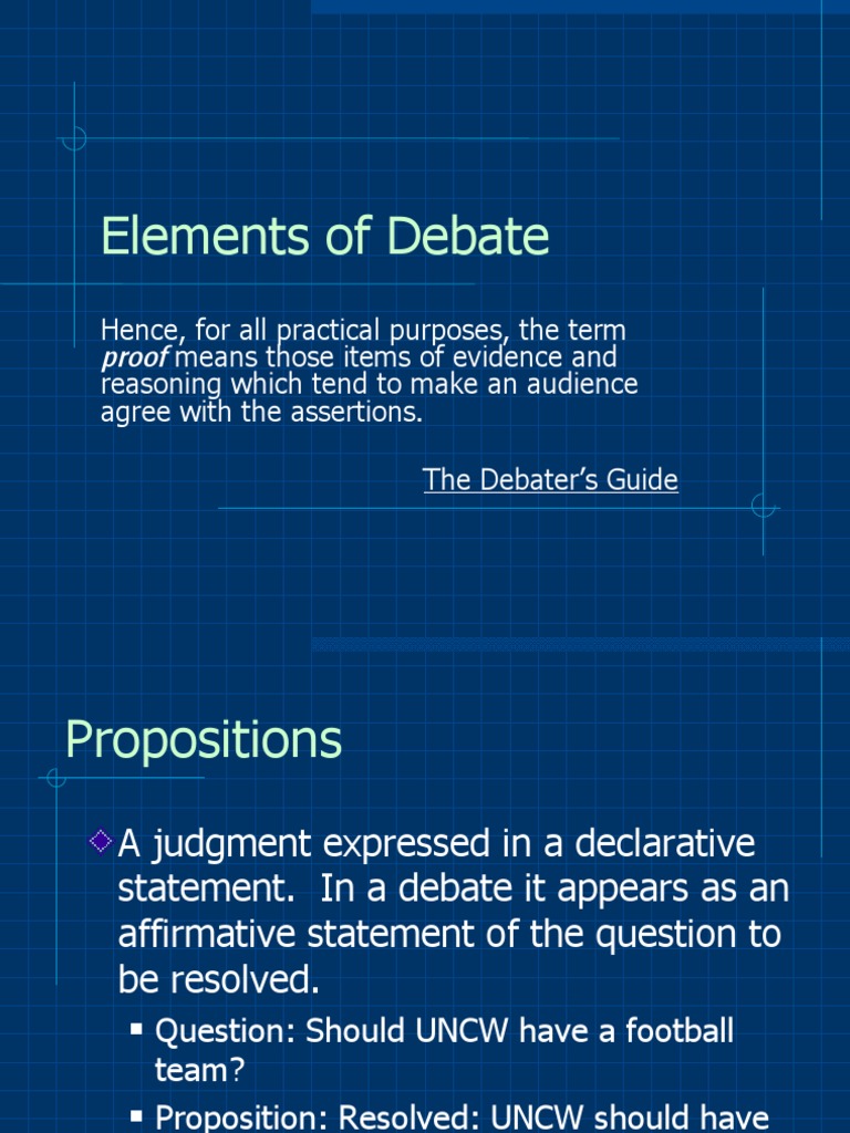 6 Elements of Debate PDF Proposition Argument