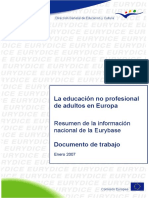  Non-Vocational Adult Education in Europe. Executive Summary of National Information in Eurybase Working Document January 2007 Sp