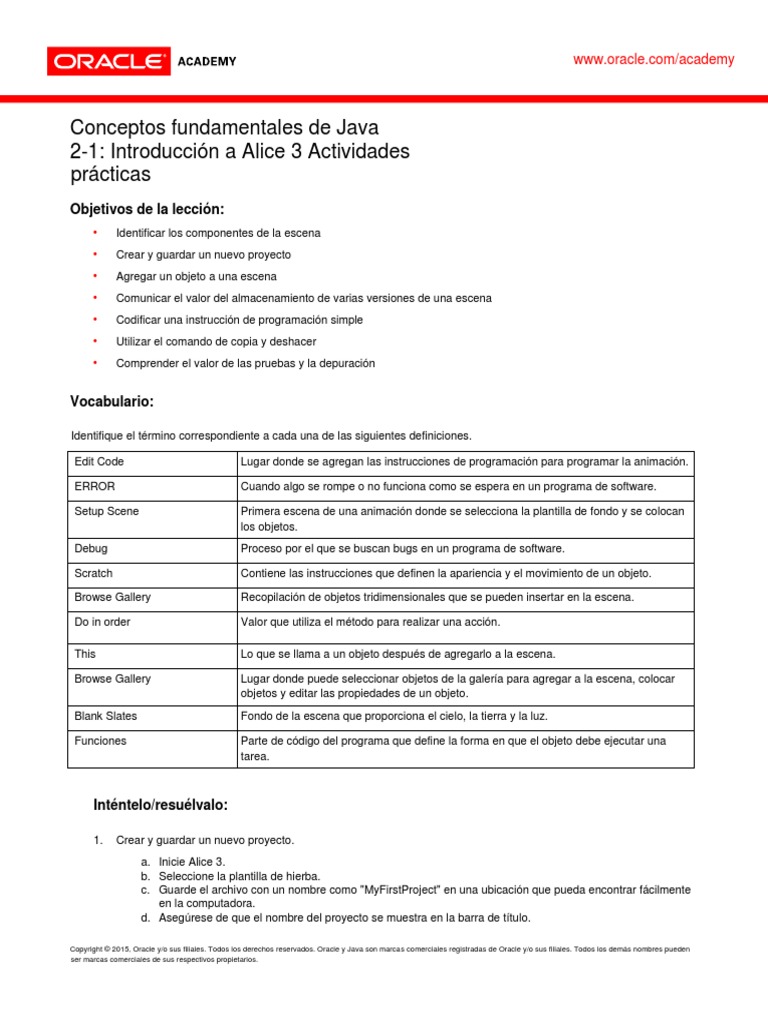 Alice Practica 1 | PDF | Programa de computadora | Programación