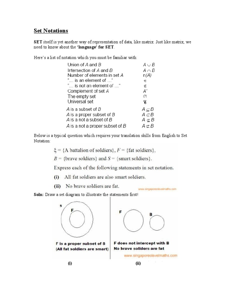 Set Notations | PDF