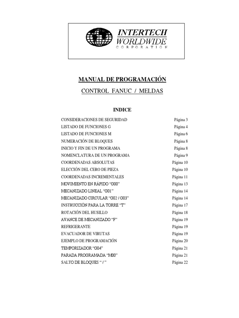 Manual de Programación CNC Fanuc | PDF | Mecanizado | Metalurgia