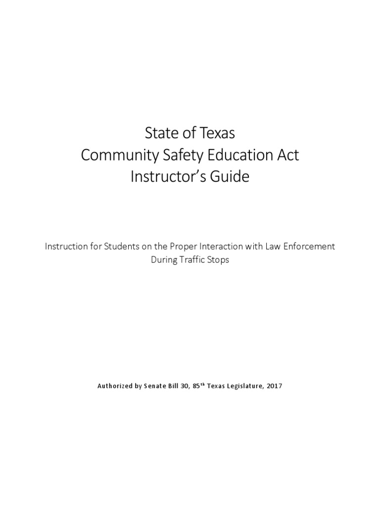 Community Safety Education Act Resources 1 PDF Traffic Stop Traffic