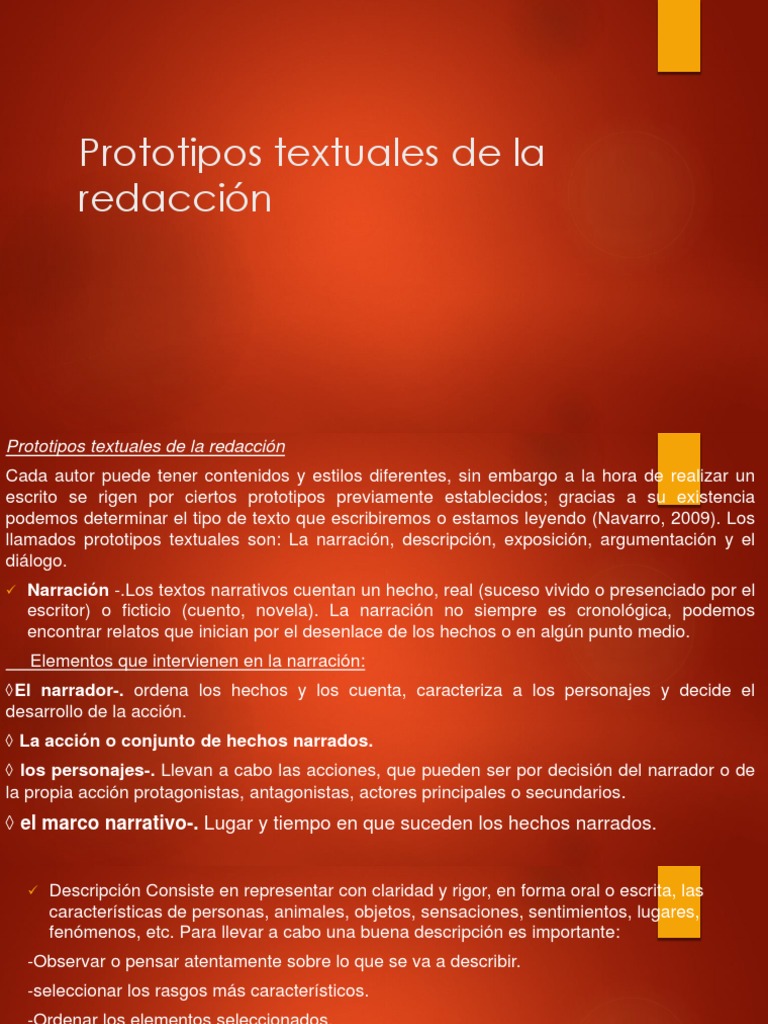 Prototipos Textuales de La Redacción Narración Teoría