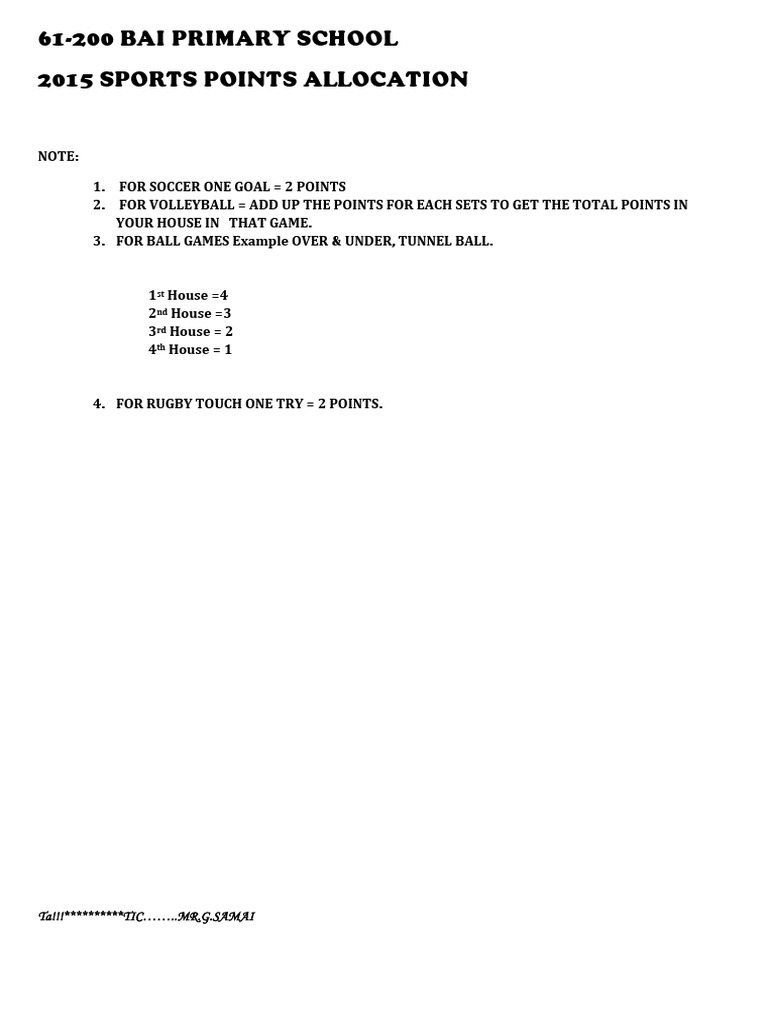 Sports Score Sheet | PDF