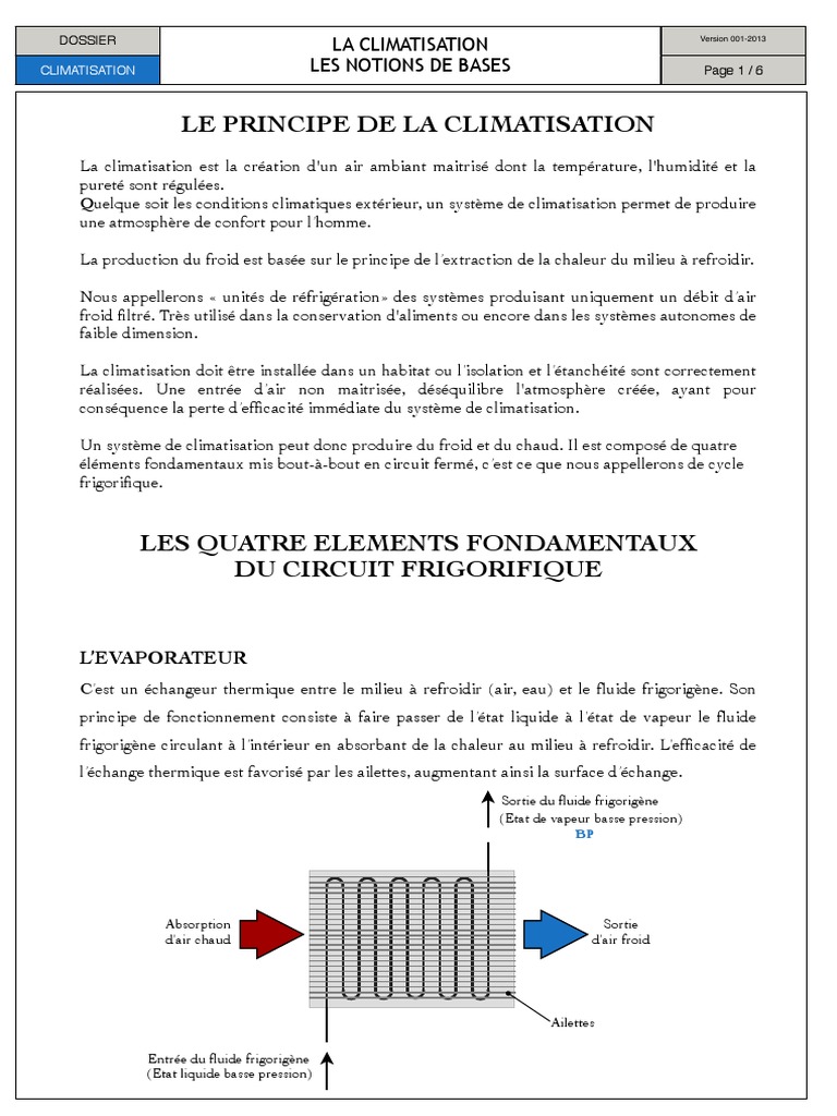 Principe De Fonctionnement D un Climatiseur Pdf La Climatisation | PDF | Climatisation | Réfrigération