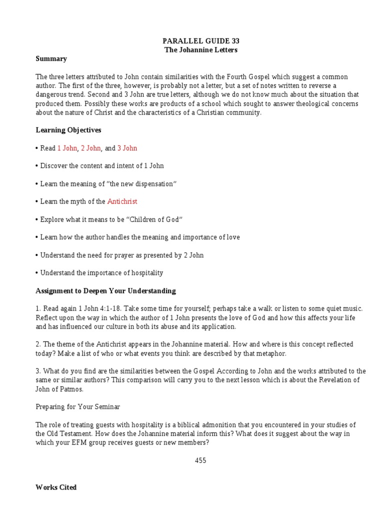 Johannine Letters Study Guide | PDF | First Epistle Of John | Gospel Of ...