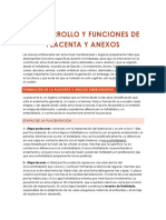 Desarrollo y Funciones de Placentas y Anexos PDF