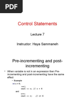 Lecture 7 Control Statements