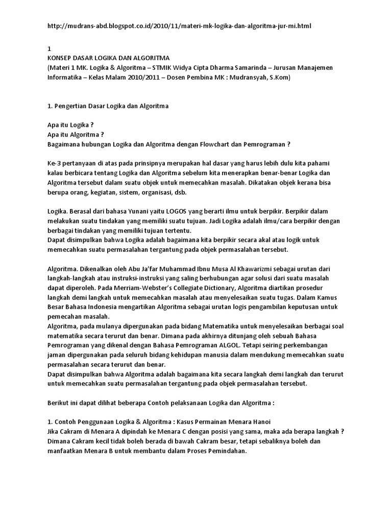 Logika Dan Algoritma Komputer