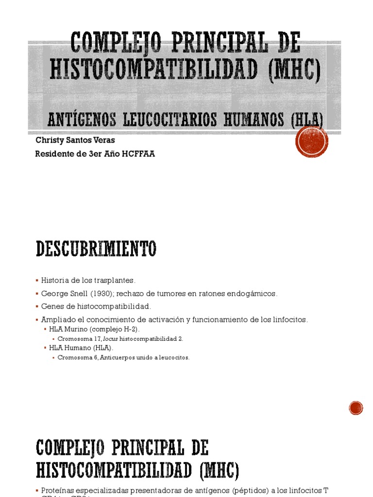 HLA (Antígenos Leucocitarios Humanos) PDF Complejo mayor de