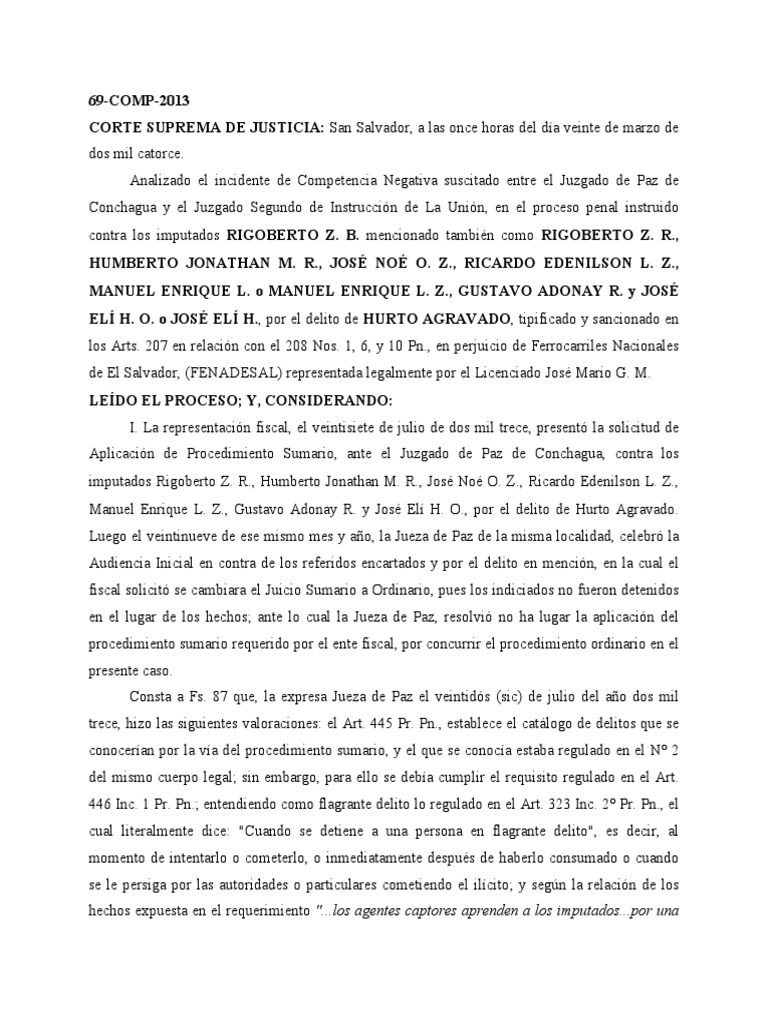 Sentencia Corte Plena Procedimiento Sumario PDF | PDF | Derecho penal