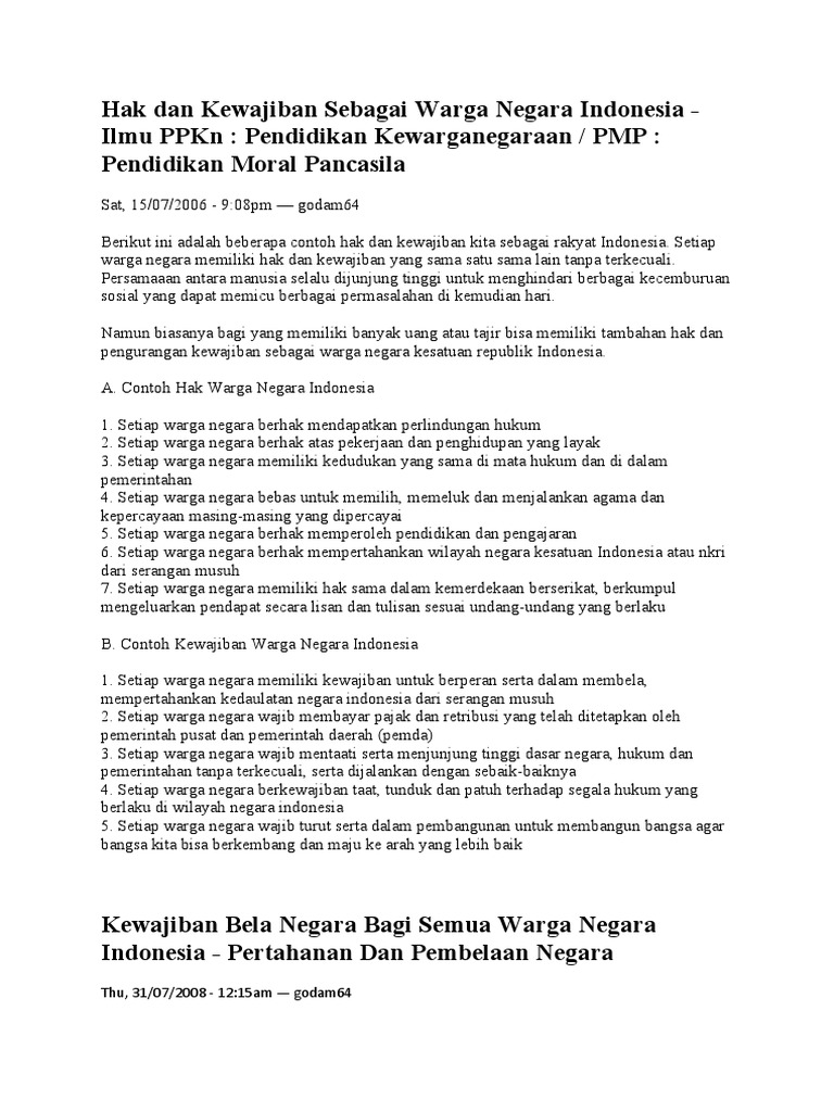 Contoh Hak Dan Kewajiban Bela Negara Berbagai Contoh