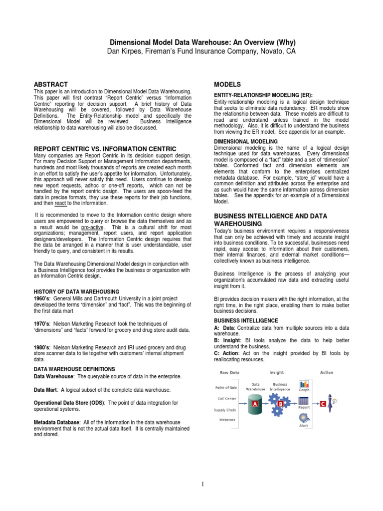 Dimensional Modeling in Data Warehousing | PDF | Data Warehouse ...