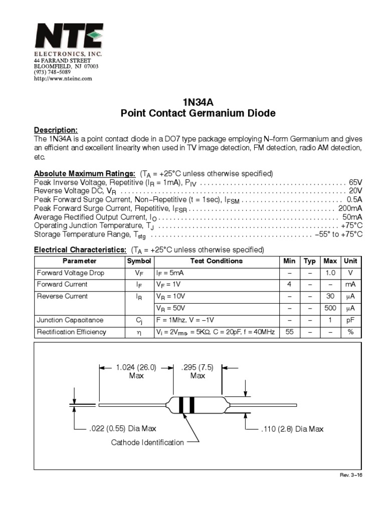 1N34A | PDF | Diode | Rectifier