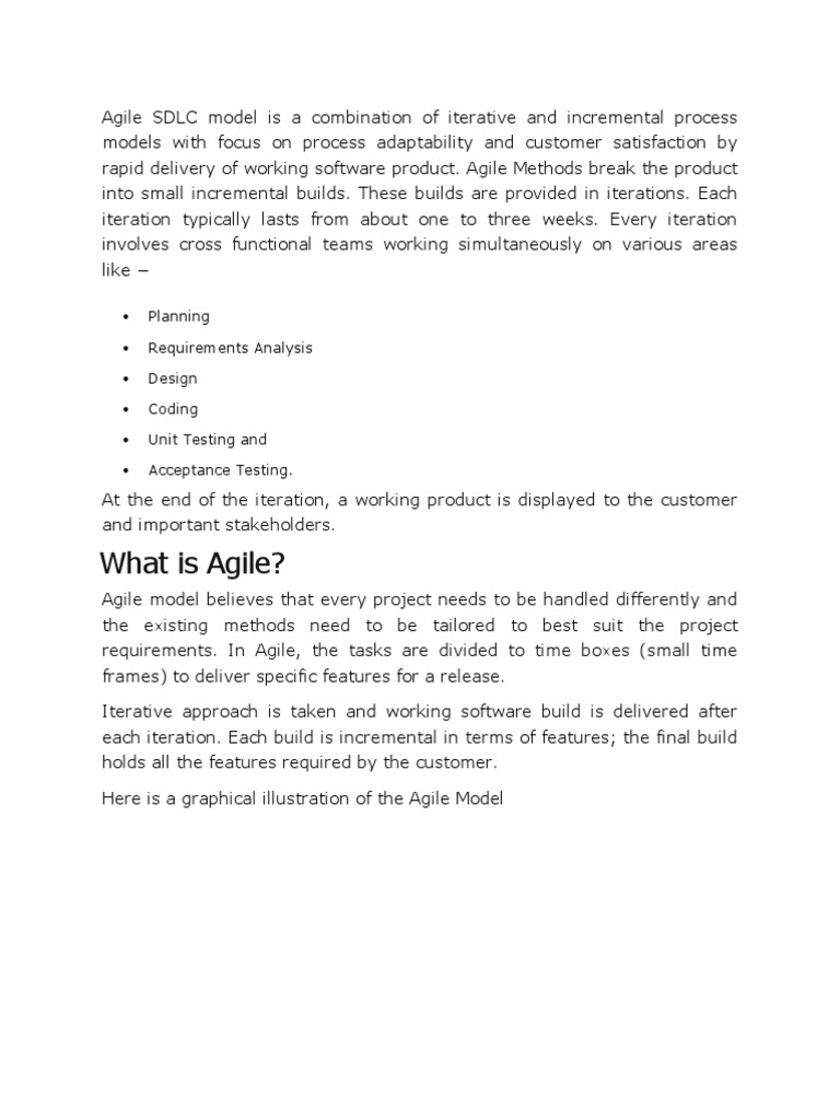 Agile Sdlc Model Is A Combination Of Iterative And Incremental Process