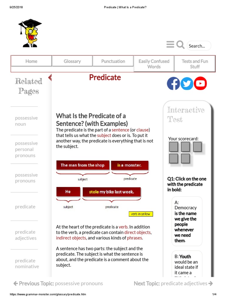 Grammar Basics: Understanding Predicates | PDF | Predicate (Grammar ...