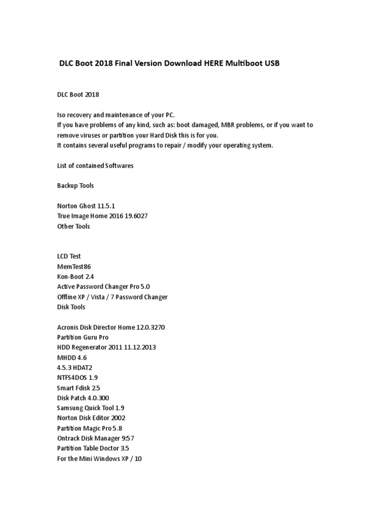 DLC Boot 2018 Final Version | PDF | Operating System Families.
