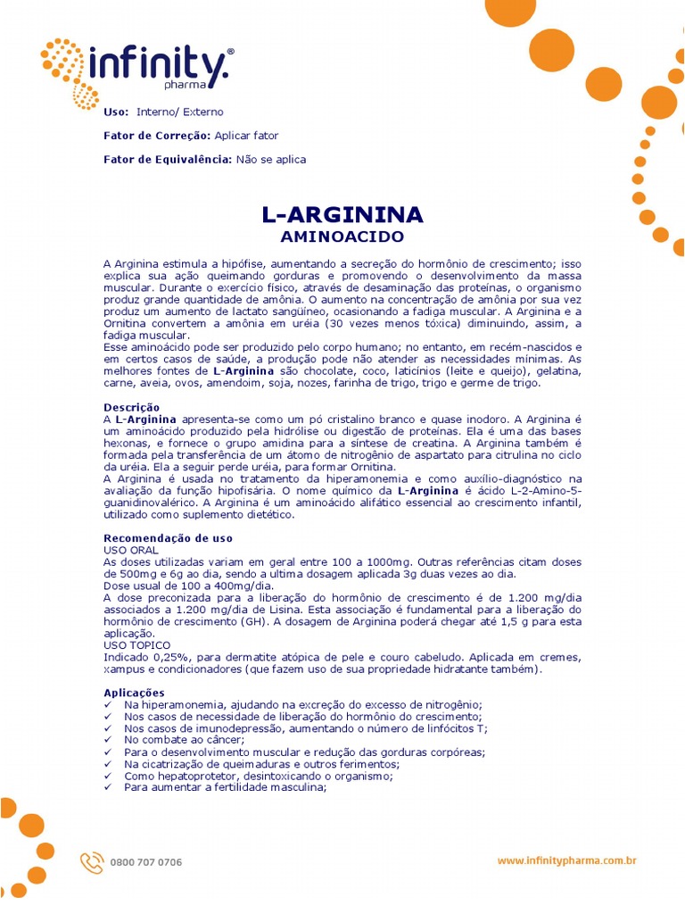 L Arginina PDF | PDF | Arginina | Hormônio do crescimento
