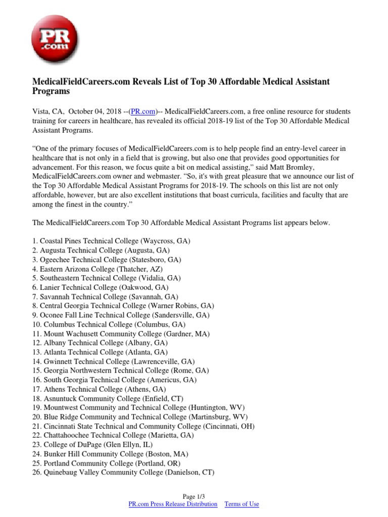Medical Careers List >> Medicalfieldcareers Com Reveals List Of Top 30 Affordable Medical Careers List >> Medicalfieldcareers Com Reveals List Of Top 30 Affordable