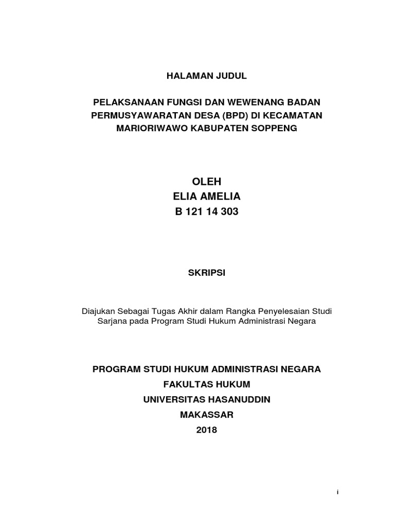 18++ Contoh Skripsi Hukum Tata Negara Tentang Desa