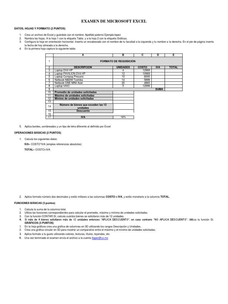 Examen Práctico de Microsoft Excel | PDF | Microsoft Excel | Informática