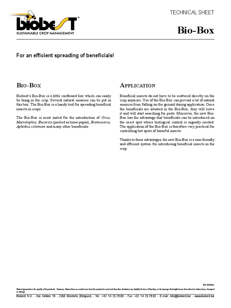 Biobox | PDF | Biological Pest Control | Insects