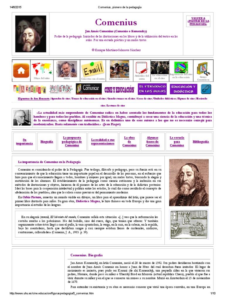 Comenius, Pionero de La Pedagogía | PDF | Maestros | Enseñando y ...