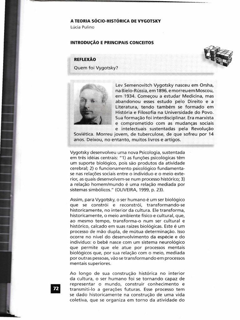 Teoria Sociocultural de Vygotsky | PDF | Humano | Aprendizado