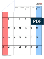 March 2018 Calendar Small Numerals