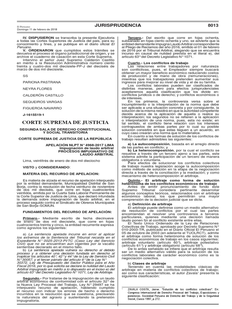 Impugnación de Laudo Arbitral en Lima | PDF | Caso de ley | Derecho laboral