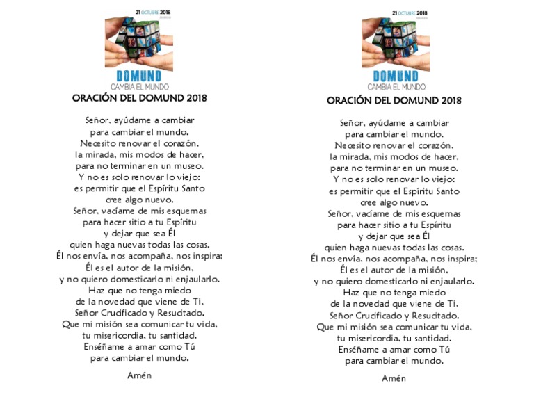 Resultado de imagen de oraciÃ³n domund 2018