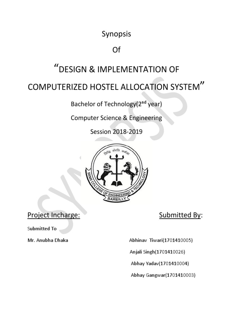 Design & Implementation of Computerized Hostel Allocation System | PDF ...