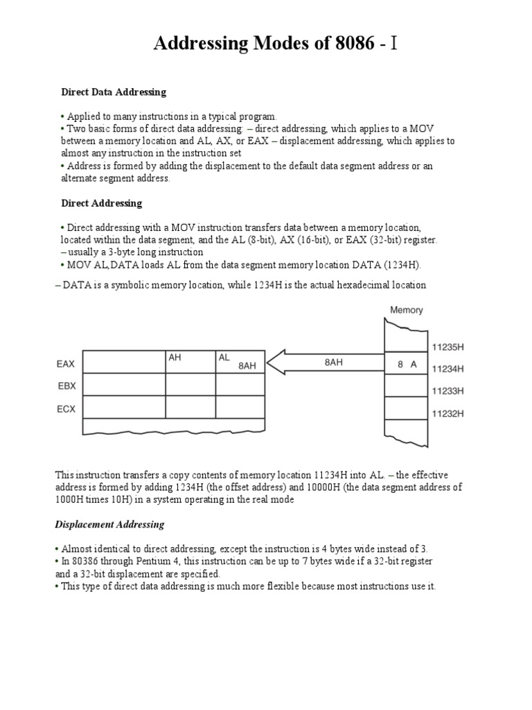 Addressing Modes of 8086 I PDF Array Data Structure Computer Memory