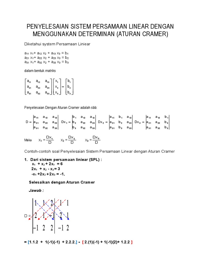 27++ Contoh Soal Matriks Cramer Kumpulan Contoh Soal